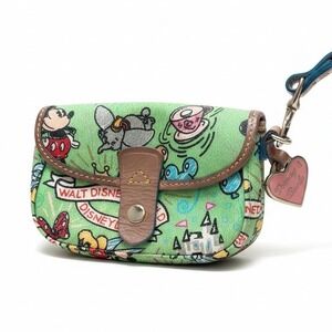 Dooney Bourke Disney Sketch Mickey Mouse Dumbo Small Wristlet Pouch Green Wallet